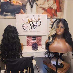 24" skunk blonde and blue lace front